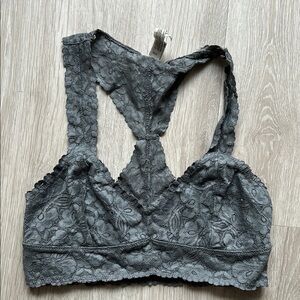 Free People Gray Lace Racerback Bra
